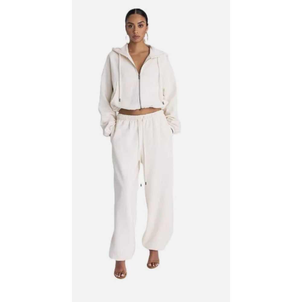 KBB by Kahlana The Dwayne Sweats Cream Color High Rise Joggers Size Medium